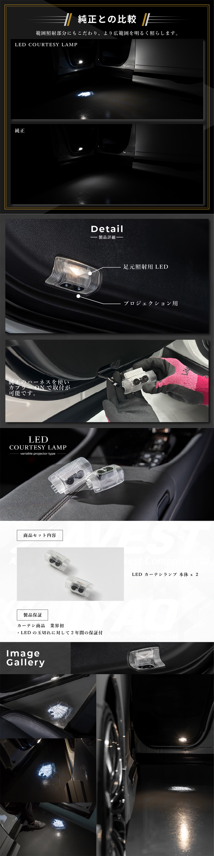 ヴェルファイア40系専用 AVEST LEDカーテシランプ バリアブルプロジェクタータイプ