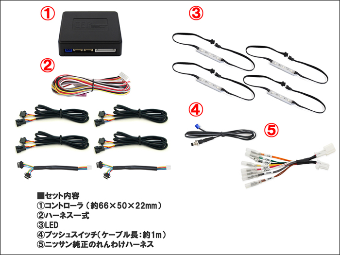 デリカミニ BA系対応 フルカラーLEDフットランプキット