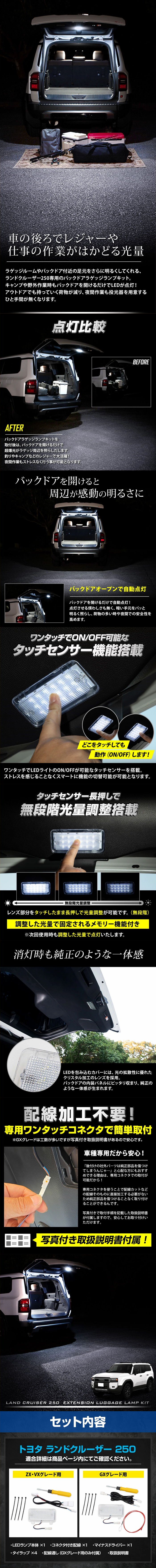 ランドクルーザー250系専用 バックドア LEDラゲッジランプキット