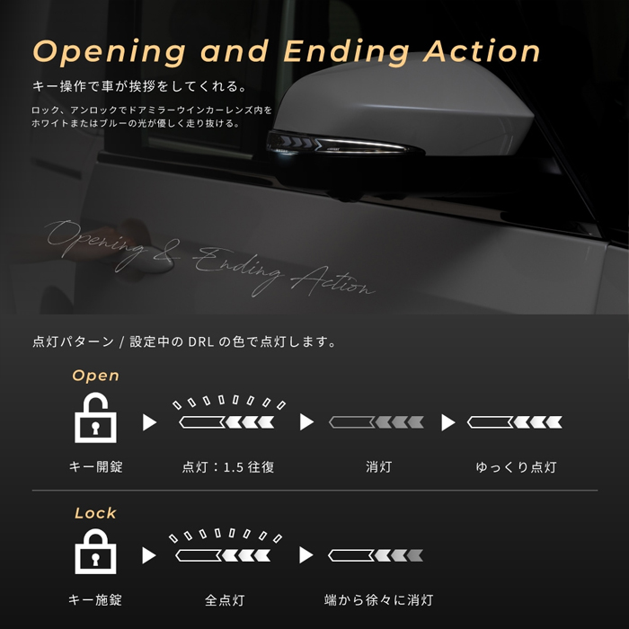 ノア90系専用 “流れる”LEDドアミラーウィンカー Type α