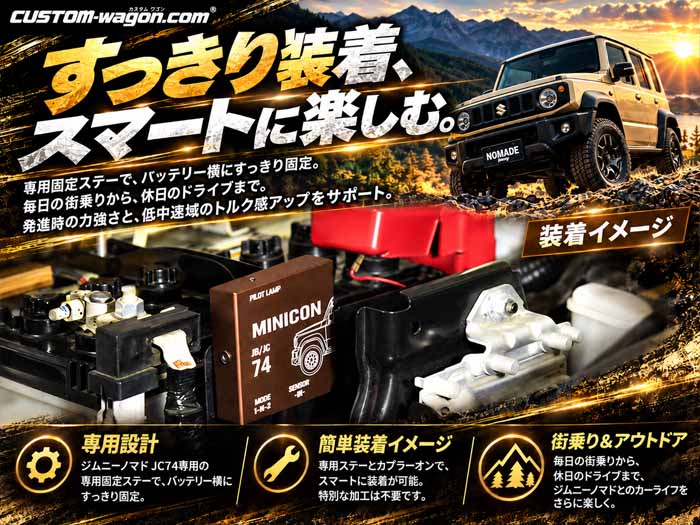 ジムニーノマド MINICON エンジンルーム装着イメージ