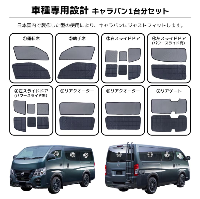 NV350 キャラバン専用 2WAY ウィンドウブラインドネット