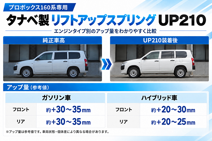 プロボックス160系専用 タナベ リフトアップスプリング UP210
