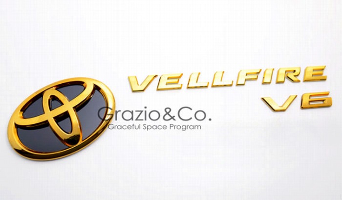 ヴェルファイア30系 ガソリン車V6用 ゴールドエンブレム3点セット(Grazio&Co.)