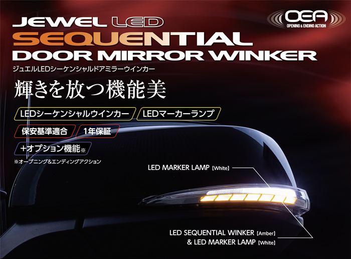 オープニング付 Ver.4] 30系 ヴェルファイア 前期/後期 LED ウインカーミラー レンズKIT 青光 シーケンシャル 流れるウインカー 流星  - パーツ